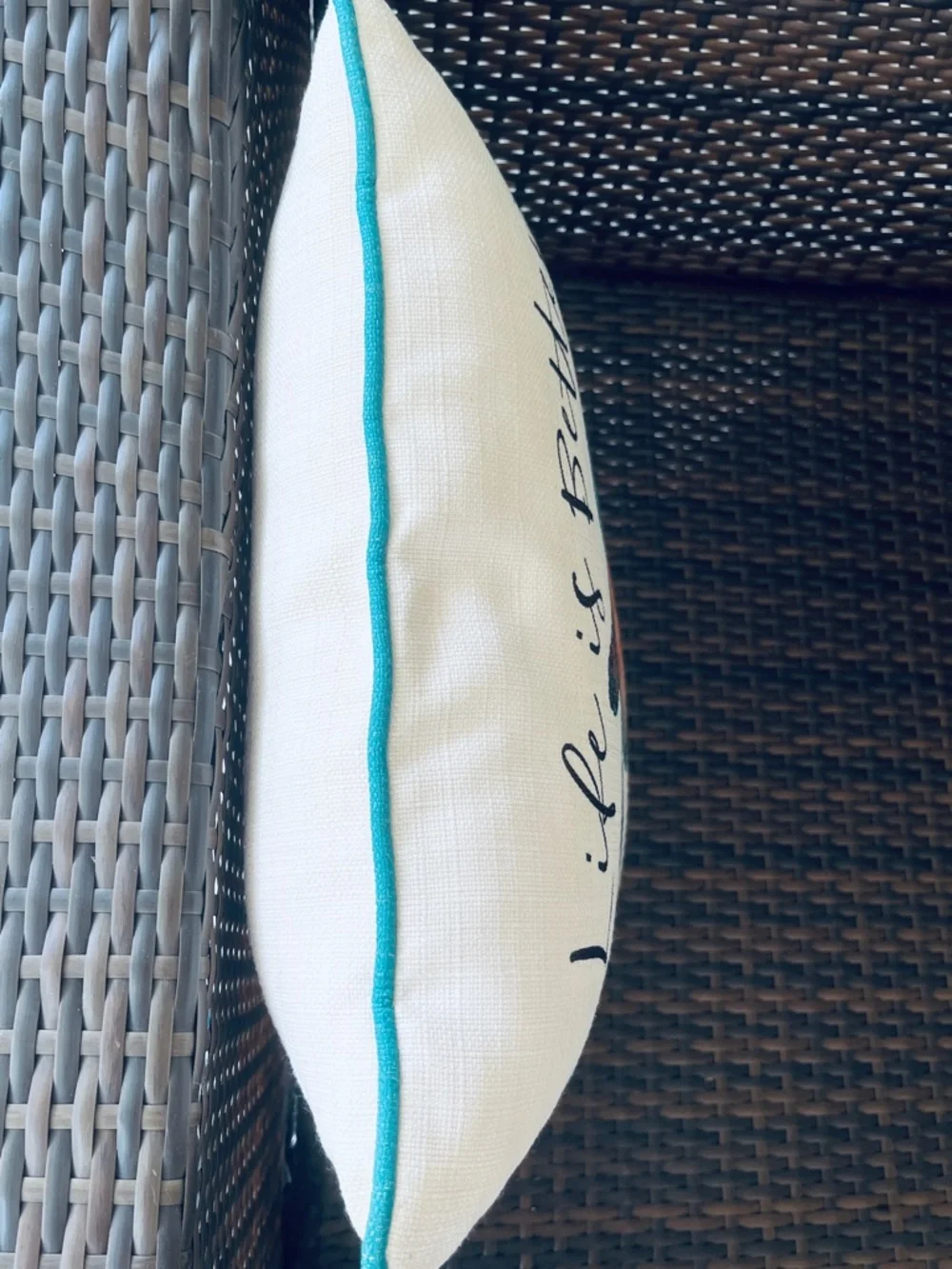 Life Is Better At The Beach Turtle Decorative Throw Pillow - Teal & Coral